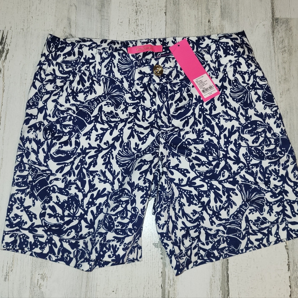 Lilly Pulitzer women’s white and blue Jayne stretch short in size 2 NWT